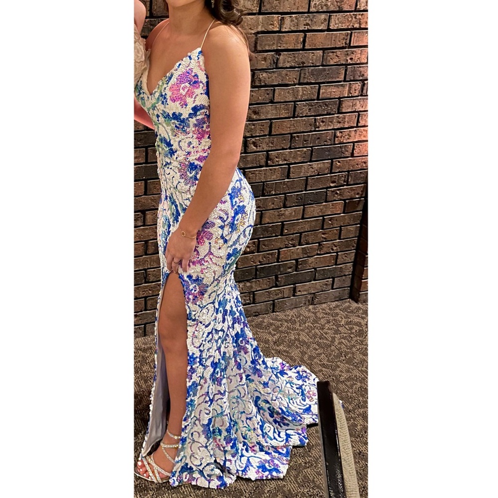 JOVANI PROM DRESS ,sequence floral lace up dress